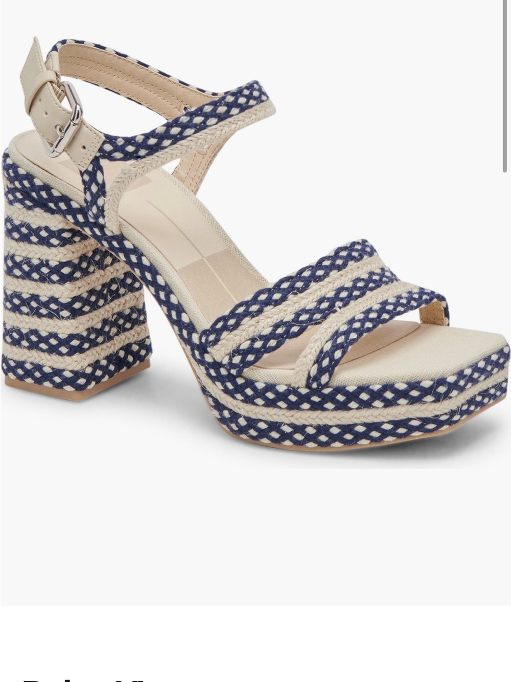 Dolce Vita Anissa Jute -Women’s Strappy Platform Sandal - Navy and Cream NEW